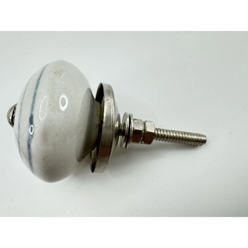 Blue Gray‎ Ceramic Cabinet Knobs Set 6 Floral Drawer Pulls Cottage Farmhouse